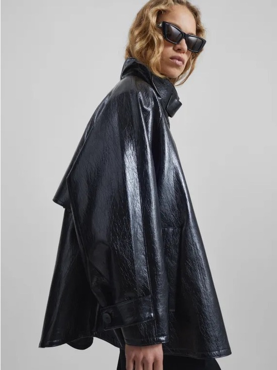 The Frankie Shop Jackets & Blazers - The Frankie Shop Black Patent Oversized Leather Jacket